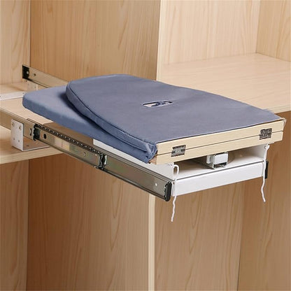 180° Rotation Wall-Mounted Ironing Board Foldable Clothes Ironing Table Pull-Out Stow Away Ironing Board Retractable Small Ironing Board Ironing Storage Station for Home Apartment Gray
