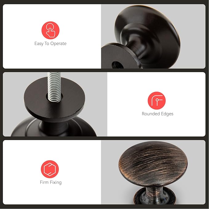 homdiy 30 Pack Cabinet Knobs Oil Rubbed Bronze Drawer Knobs Cabinet Hardware Solid Kitchen Pulls for Dresser Drawers