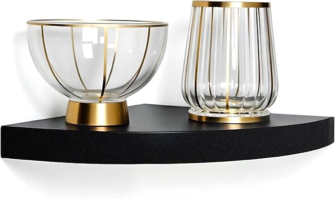 InPlace Durbale Corner Shelf - Easy to Install & Remove, Floating Corner Shelves - Wall Mounted Decorative Corner Shelf for Bouquet of Flowers or Small Lamp - 11.8"D x 11.8"W x 2"H, Espresso - 191808
