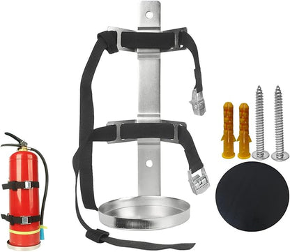 Fire Extinguisher Mount,Wall Hanging Bracket,Fire Extinguisher Holder for Home, Car, RV, Truck, Mini Fire Extinguishers (5LB Stainless Steel Color 1PCS)