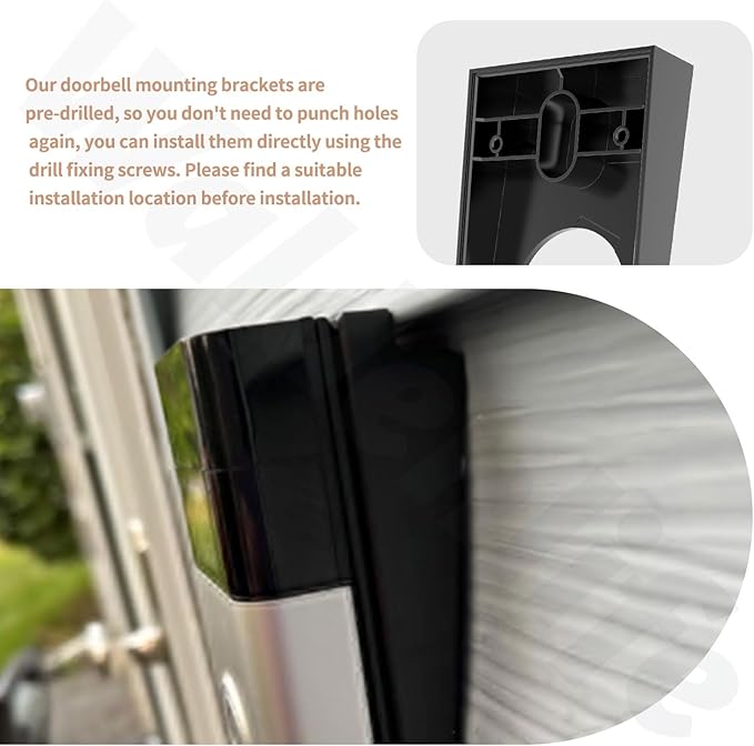 Waldenlife Video Doorbell Mount - Black Plastic Wall Mount for Ring 2/3/3 Plus - Fits Vinyl, Aluminum & Cedar Walls - Angle Adjustment