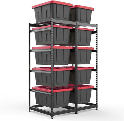 27 Gallon Storage Bin Rack Organizer, Heavy-Duty Tote Storage Rack, 5-Tier Standing Storage Bin Shelves, 250 lb Capacity, Maximize Space for Garage, Warehouse, Utility, 2 Pack (Totes Not Included)