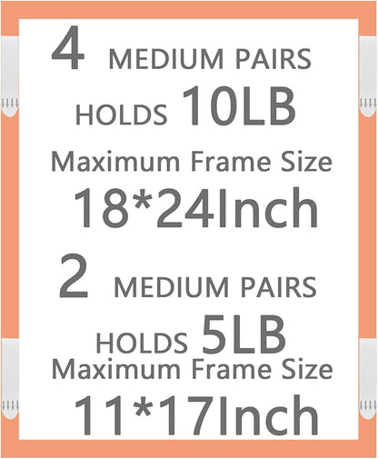 Large Picture Hanging Strips Heavy Duty, 32-Pairs(64 Strips) Sticky Picture Hangers for Walls No Damage Wall Picture Hangers Without Nails Refill Adhesive Poster Strips