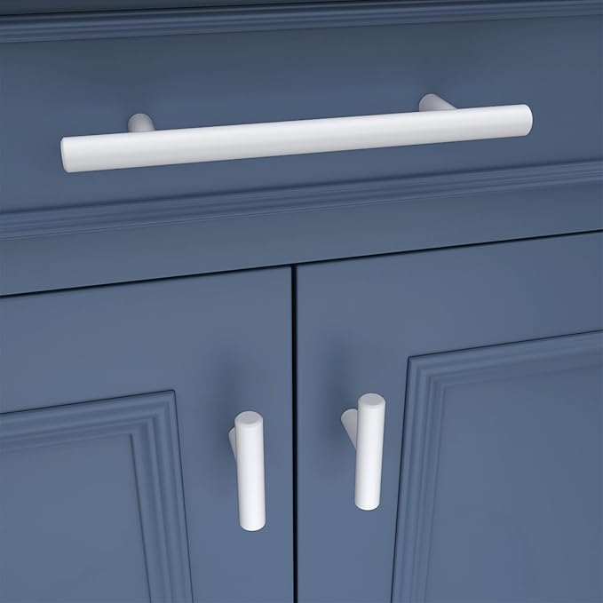 Goldenwarm 30 Pack White Cabinet Knobs White Cabinet Handles Kitchen Cabinet Handles Single Hole Pull Handles 50mm/2in Overall Length for Kitchen Bathroom Cupboard