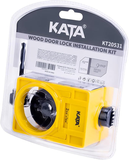 KATA 1-3/8" - 1-3/4" Door Lock Installation Kit for Wooden Doors with Guide Template, Door Lock Hole Saw, Carbon Steel