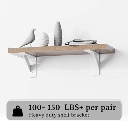 Shelf Brackets,White Shelf Bracket 6 inch x 4 inch,Shelf Support 90° Triangle Angle Brackets for Shelves, Heavy Duty Floating Shelf L Brackets 4Pack