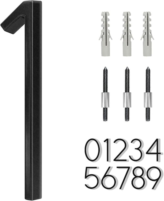 6" Stainless Steel Floating House Number 1, Metal Modern House Numbers, Mailbox Decor Number with Nail Kit, Coated Black, 911 Visibility Signage (Large 1)