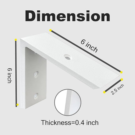 WINKER Countertop Support Bracket 3 Pack Heavy Duty 3/8" Thick Hidden L Shelf Bracket 8" x 6" x 2.5" Metal Corbels for Quartz/Granite/Wood/Concrete/Laminate Countertops, White