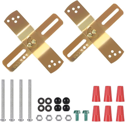 Light Fixture Mounting Brackets, Adjustable Mounting Plates for 4" J-Box, Light Crossbar Set with Screw and Nuts for Wall Light, Close to Ceiling Light, Chandelier, Pendant, 2 Pack