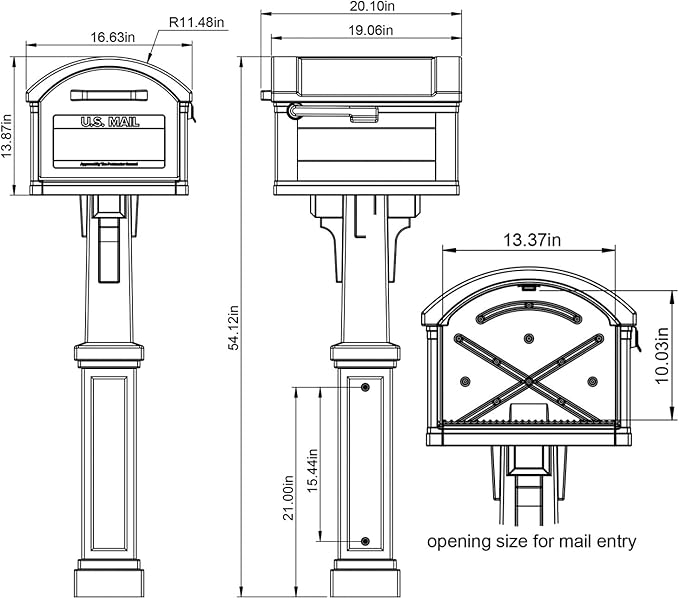 ARCHITECTURAL MAILBOXES Grand Haven Plastic, Mailbox and Post Kit, Black Extra Large