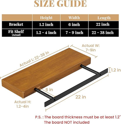 Floating Shelf Bracket Heavy Duty Shelving Brackets,Decorative Floating Shelf Hardware Black,Hidden Metal Shelf Support Bracket Heavy Duty Floating Mantel Bracket,200lbs (22X6X1.2-Starter Jig)