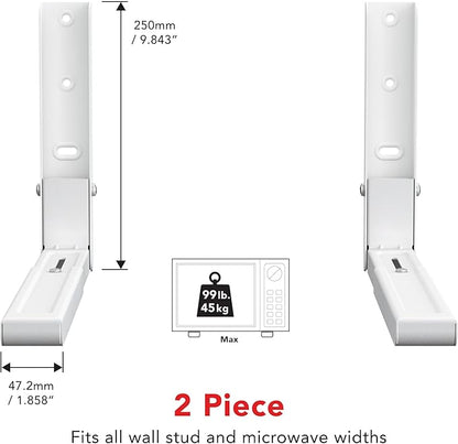 AVF Steel Universal Wall-Mounted Microwave Brackets in White (Set of 2)