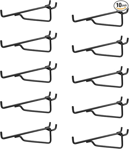 G.CORE Pegboard Shelf Hooks, 10-Pack 6" Black Peg Board Brackets, 1/4" Peg Board Organizer Accessories, Peg Hooks Assortment Various Tools Storage Arrange System for Garage Craft Workshop Workbench