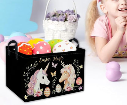 Rectangular Easter Unicorn Baskets Gift Basket Empty Kids Storage Bins Baby Girls Basket Kids Toy Storage Bin Organizer Box Room Decor for Home(Unicorn)