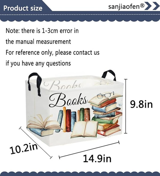 Sanjiaofeng Rectangular Kids Basket Book Storage Bins,Boys and Girls Storage Basket with Handles.Clothers,Toys,Books,Kid's Gifts Bins. (Book)
