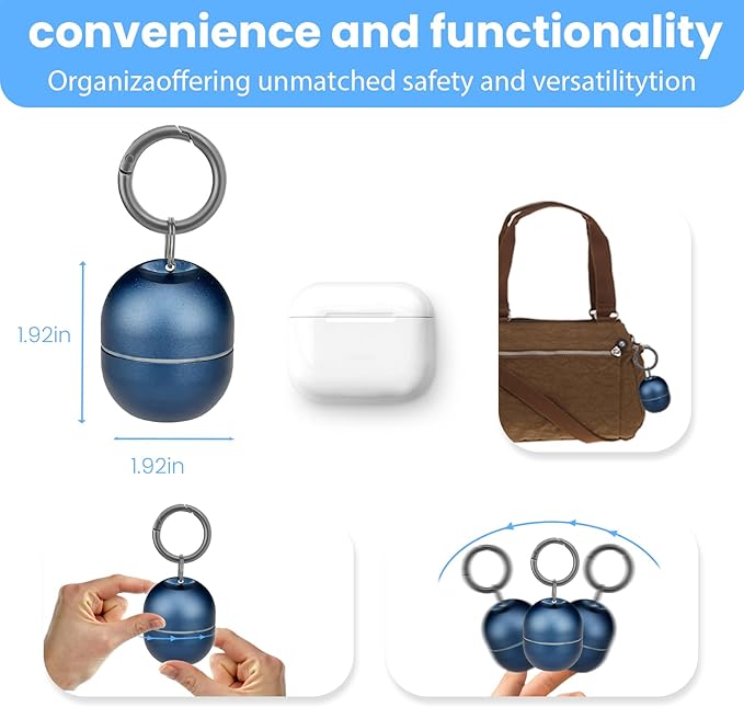 Jewelry Storage Box Case Gym Storage Jewelry Storage Box Case, Ring Organizer Container with Protective Sponge,Jewelry Care Protective Ring Holder with Keychain (1-Tier Blue)