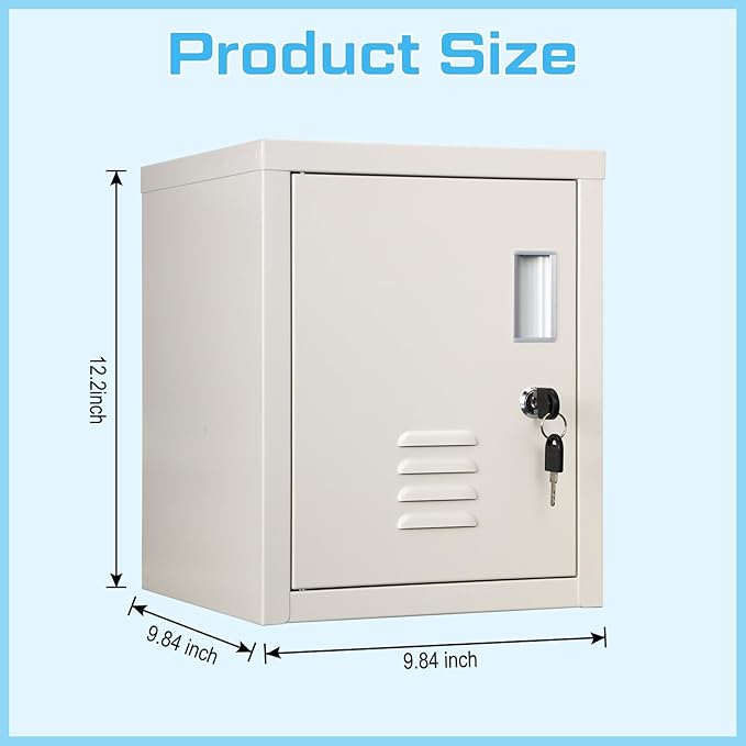 Suzile Lockable Storage Cabinet Metal Lockable Steel Storage Cabinet Organizer Lockers for Employees Vertical Metal Cabinets End Side Table Steel Bedside with Shelf(White)