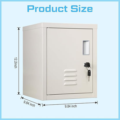 Suzile Lockable Storage Cabinet Metal Lockable Steel Storage Cabinet Organizer Lockers for Employees Vertical Metal Cabinets End Side Table Steel Bedside with Shelf(White)