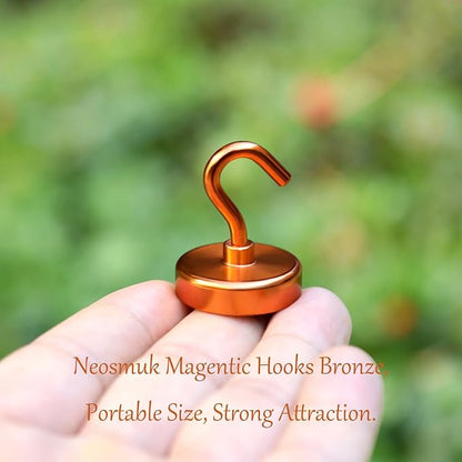 Neosmuk Magnetic Hooks, Heavy Duty 85lb+ Strong Magnet Hook for Cruise Cabins, Cruise Ship Essentials for Hanging, Metal Wall Refrigerator Hangers (Bronze, 10 Pack)