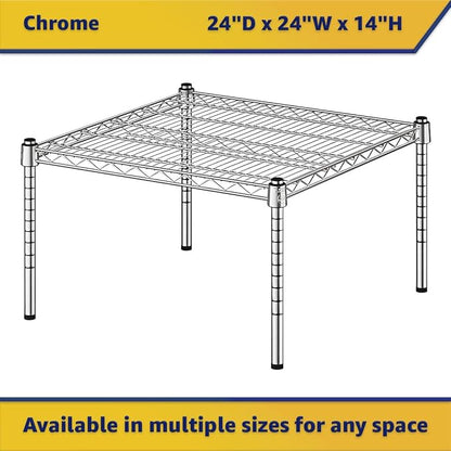 24" x 24" x 14" Chrome Wire Storage Shelf, Dunnage Rack, Commercial 1 Tier Small Shelf