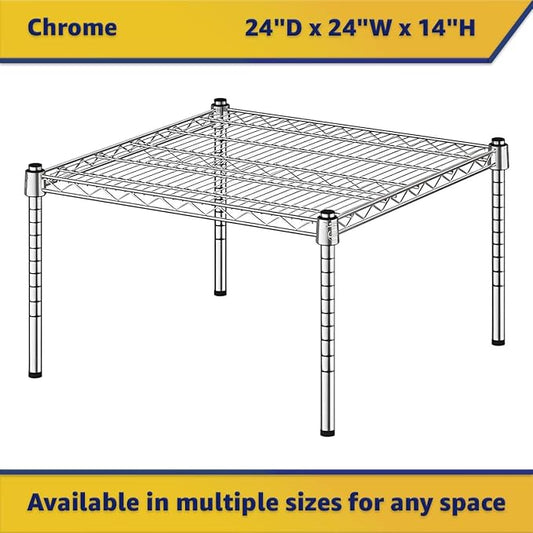 24" x 24" x 14" Chrome Wire Storage Shelf, Dunnage Rack, Commercial 1 Tier Small Shelf