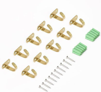 NearMoon Stainless Steel Screw Mounted Ceiling Hooks, Under-Shelf Towel/Robe Clothes Hook Heavy Duty Coat Hanger for Bathroom Kitchen Cabinet Garage, 10 Pack (Brushed Gold)