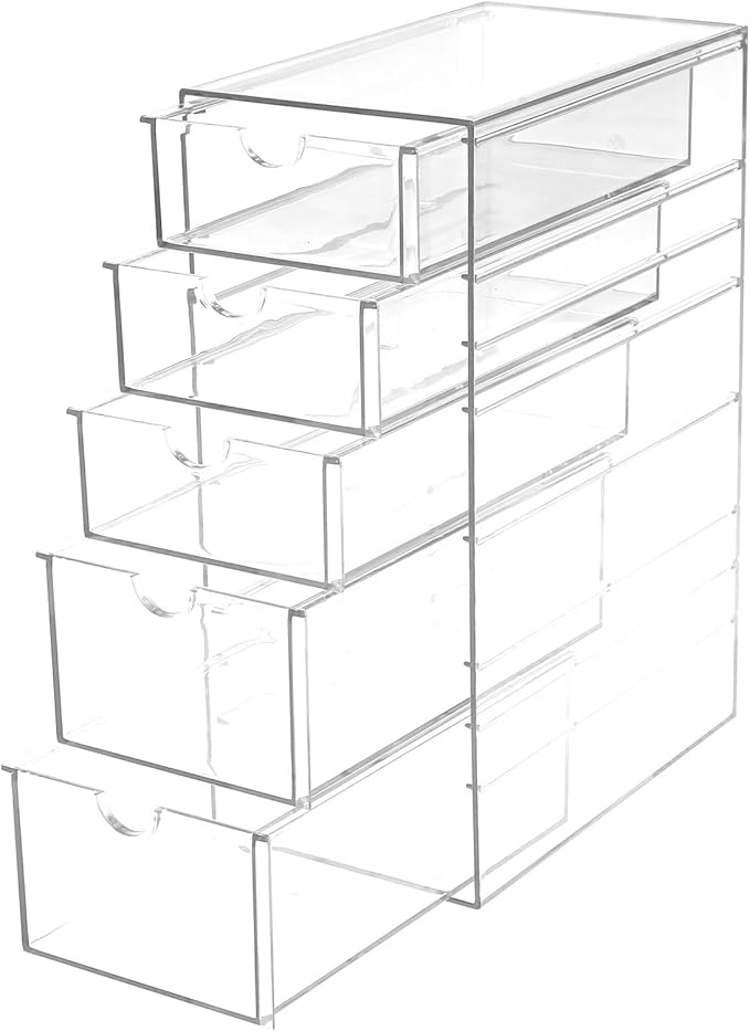 Makeup Organizer, Desk Organizer, Drawer Organizer Makeup Hair Accessories Organizer with 5/6 Sliding Drawers Large Capacity Drawer Storage for Cosmetic Jewelry Pen Stationary (5 layers)