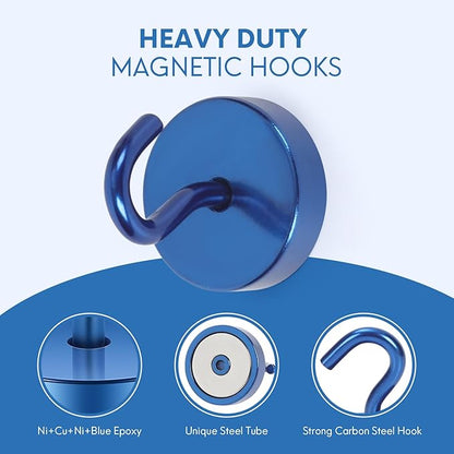 Neosmuk Magnetic Hooks, Cruise Ship Essentials, 80lb+ Heavy Duty Magnetic Hooks for Cruise Cabins, Refrigerator, Grill, Hanging, and Travel | Extra Strong Must-Haves Magnet Hook,Navyblue, 5 Pack