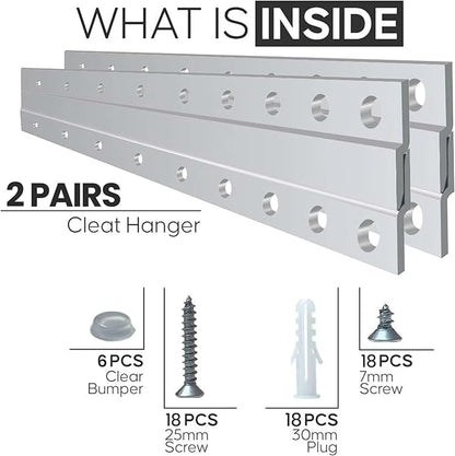 Versatile 18 Inch 2 Pairs French Cleat Hanger Heavy Duty - Mirror Brackets for Wall Mounting - Aluminium French Cleat Picture Hanging Kit (Supports Upto 180 Lbs 2 Pair)