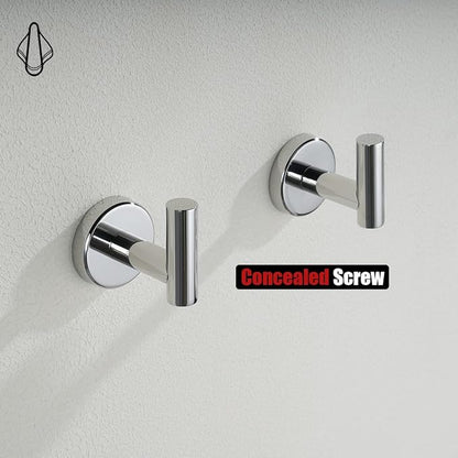 JQK Chrome Bathroom Towel Hook, 304 Stainless Steel Coat Robe Clothes Hook for Bathroom Kitchen Garage Wall Mounted (Pack of 2), TH100-CH-P2