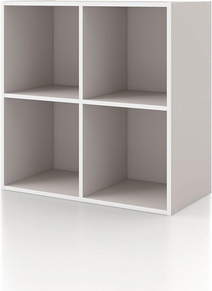 Homes: Inside + Out Apexa 4-Cube Storage Organizer Shelves, Stackable Wood Bookcase Fits Cubby Bins for Organization, Dorm Teen Room Decor & Home Office, Taupe Grey