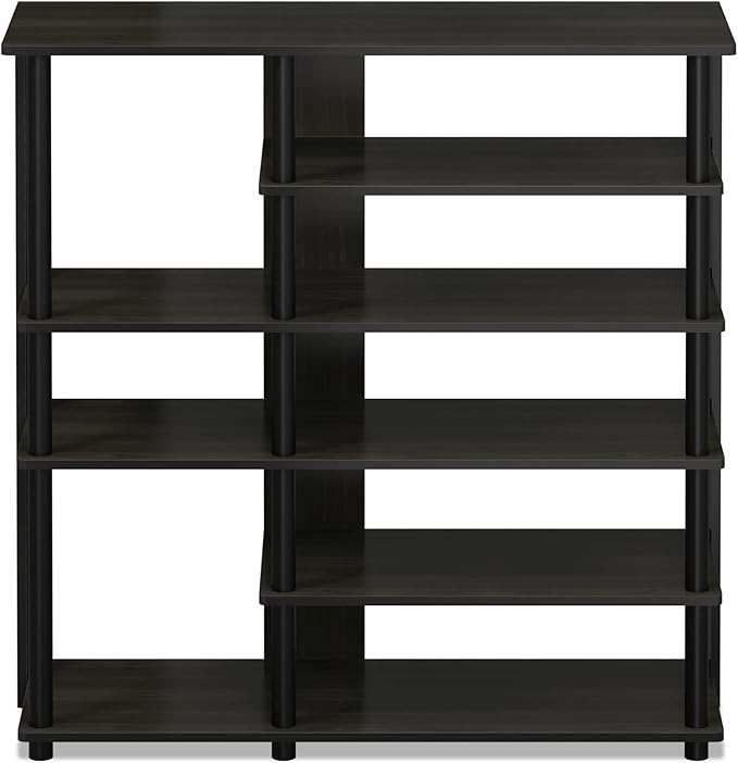 Furinno Turn-N-Tube Multi Storage Shoe Rack, 35.2"W 6-Tier, Espresso/Black,17082EX/BK