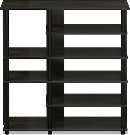 Furinno Turn-N-Tube Multi Storage Shoe Rack, 35.2"W 6-Tier, Espresso/Black,17082EX/BK