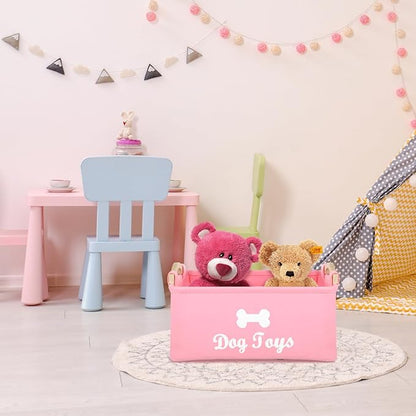 TEHAUX Pet Toy Storage Box Felt Organizer with Handles 15.35X11.02X6.69In Lightweight Foldable Container for Household Pet Toy and Sundries Storage