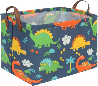 FXOLCSHE Easter Dinosaur Basket for Boys,Nursery Hamper,Waterproof folding laundry basket,Easter Gift Basket Empty,Baby Laundry Hamper,Dinosaur Room decor(Forest Dinosaurs)