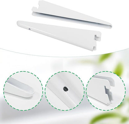 10 Pack Adjustable Shelf Brackets 7 Inch, Heavy Duty Wire Shelving Brackets for Double Track System (White)