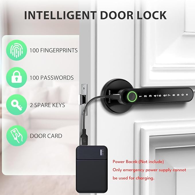 Fingerprint Door Lock Biometric Door Knob with Keypad Keyless Entry, Door Locks for Bedrooms, Home Hotel Office Apartment