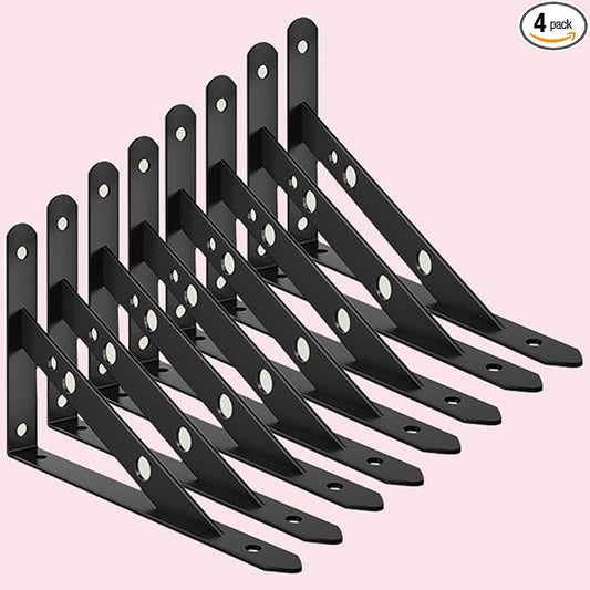 10 Inch Shelf Brackets Set of 8 Steel (Balck, 10 inch 8 Pack)