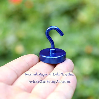 Neosmuk Magnetic Hooks, Heavy Duty 85lb+ Strong Magnet Hook for Cruise Cabins, Cruise Ship Essentials for Hanging, Metal Wall Refrigerator Hangers (Navyblue, 10 Pack)