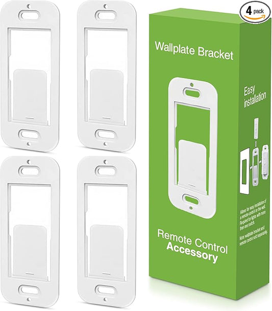 Wallplate Brackets Compatible with Lutron Caseta Pico Remote, No Wires Required, Wall Mounting Kit Compatible with Lutron Smart Switch, 4-Pack ABS