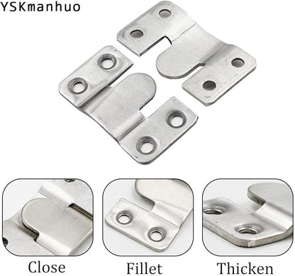 4 Pairs Flush Mount Bracket,Interlocking Furniture Connector,Stainless Steel Heavy Duty Photo Frame Hook Picture Hanger for Large Picture Display Art Gallery Wall Mount Hardware (Large-4 Pairs)