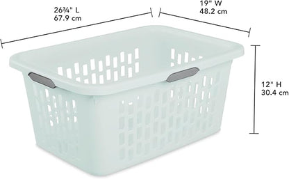 Sterilite Laundry Basket, Plastic Clothes Hamper, Large Rectangle Bin with Comfort Grip Handles and Reinforced Rim, 2 Bushel Capacity, Mint, 12 Pack