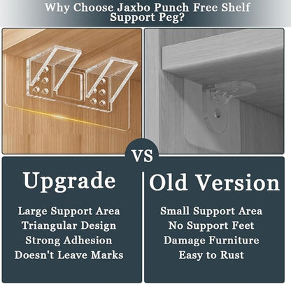 12 Pcs Punch Free Shelf Support Peg，Self Adhesive Support Shelf Bracket，Strong Load Bearing for Shelves Kitchen Cabinet Book Closet