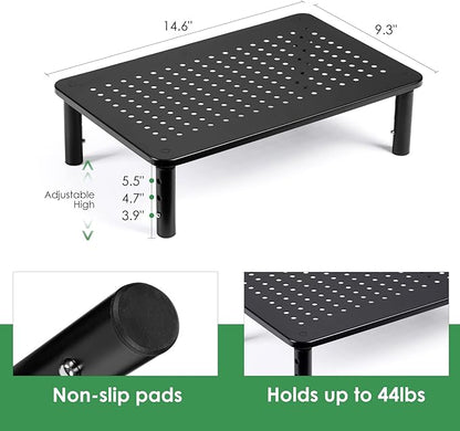 DOLALIKE 2 Pack Desktop Riser, 3 Height Adjustable Monitor stands for 2 Monitors, PC, Computer, Printer, iMac, Desktop Monitor Stand with Ventilated Platform for Airflow