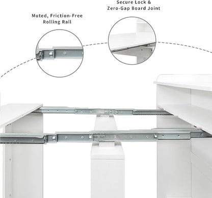 Transformer Table, Folding Console to Large Dining Table, Expandable Dining Table for 2-9 People, Space Saving Extendable Dining Room Furniture, White