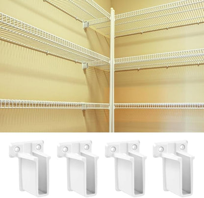 12 Pack Plastic Wire Shelf End Bracket, Wall Mount Closet Shelves Brackets with Screws and Fasteners for Corner Support and Shelving Organization