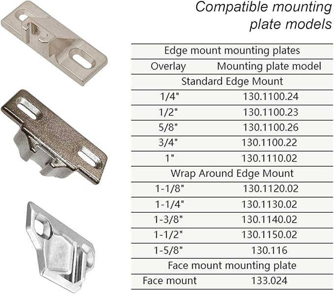 Replacement for Blum 110 Degree Screw-in Compact 33 Hinge, 8-Pack, Cabinet Door Hinges to Replace Original Blum Cabinet Hinges(Mounting Plate Not Included)
