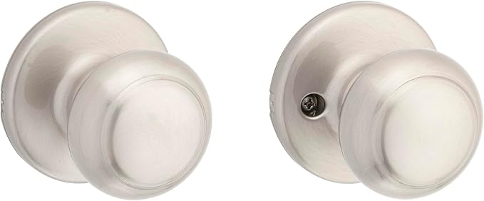 Kwikset Cove Interior Passage Door Knob, Handle For Closet and Hallway Doors, Non-Locking Doorknob in Satin Nickel, with Microban Protection