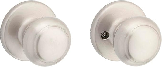 Kwikset Cove Interior Passage Door Knob, Handle For Closet and Hallway Doors, Non-Locking Doorknob in Satin Nickel, with Microban Protection