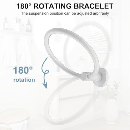 SetSail Towel Holder for Bathroom Wall White Towel Ring Screw-in Hand Towel Holder Stainless Steel Towel Hanger for Bathrooms, 4 Packs